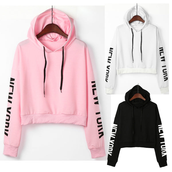 Womens Letters Long Sleeve Hoodie Sweatshirt Pullover Tops